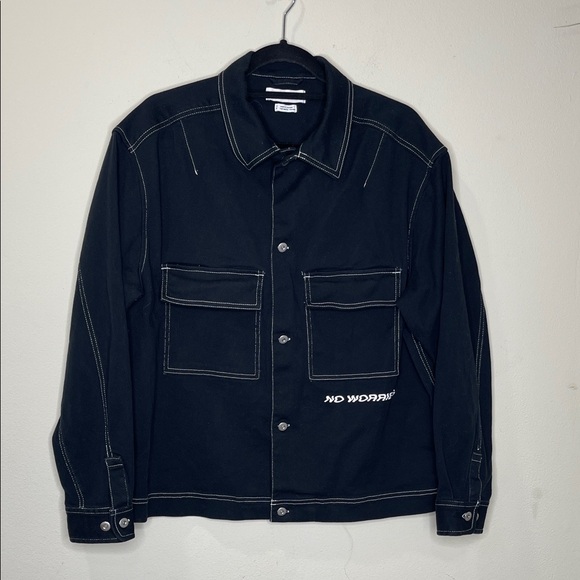 Urban Outfitters Other - Urban Outfitters Contrast Stitch Button-Down Overshirt White Stitching